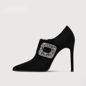 Women's High Heel Booties With Rhinestone Buckle TS277