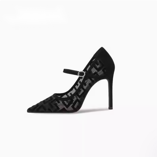 Women's Lace Mesh Mary Jane Heel Pumps TS273