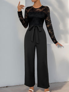 Women's Lace Zipper Solid Color Jumpsuit PCD63