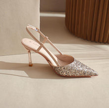 Women's Petite Glitter Toe Slingback Shoes TS88