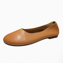 Women's Petite Leather Round Toe Flat Shoes TS334