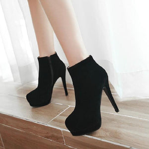 Women's Petite Platform High Heel Short Boots MS150