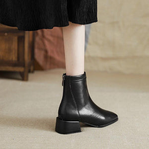 Women's Petite Size Block Heel Ankle Boots TS235