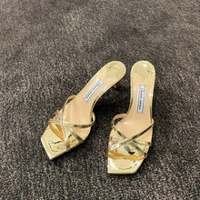 Women's Petite Size Cross Strap Heeled Sandals MS597