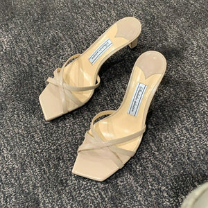 Women's Petite Size Cross Strap Heeled Sandals MS597