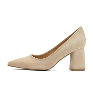 Petite Suede Heel Size US4 Beige For Sale