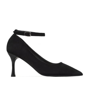 Women's Petite Suede Pumps With Ankle Strap TS30