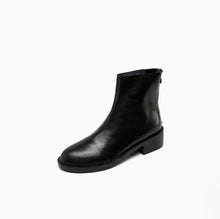 Women's Round Toe Block Heel Leather Boots TS253