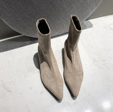 Women's Small Feet Pointy Low Heel Suede Boots TS236