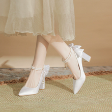 Women's Small Feet White Satin Wedding Shoes TS297