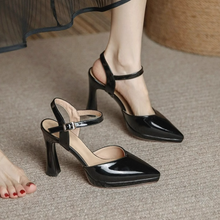 Women's Small Size Closed Ankle Strap Patent Shoes TS366