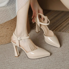 Women's Small Size Closed Ankle Strap Patent Shoes TS366