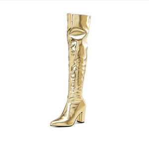 Women's Small Size Metallic Long Boots TS66