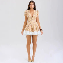 Women's V Neck Floral Mini Dress PCD66