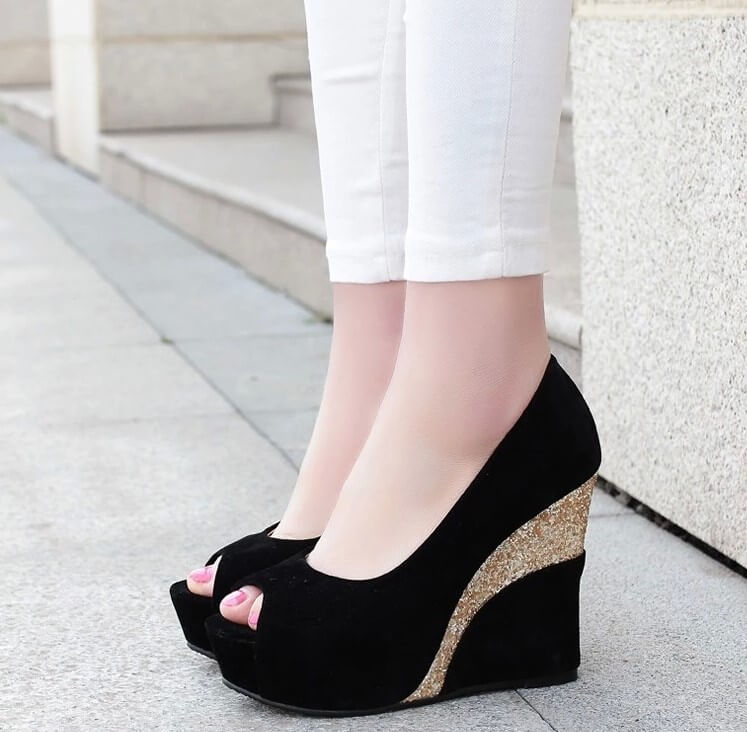 Ladies Small Feet Peep Toe Wedge Shoes SS77 - AstarShoes