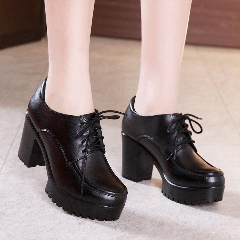 Petite Chunky Lace Up Booties DS390 - AstarShoes