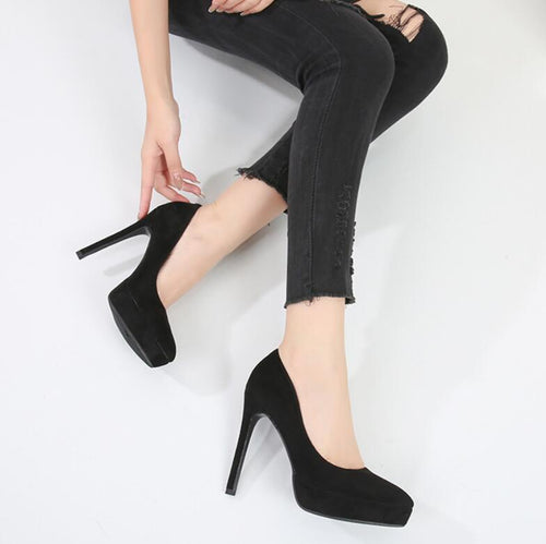 Platform High Heel Suede Pump Shoes GS236