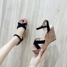 Small Size Cross Strap Wedge Heel Sandals GS389