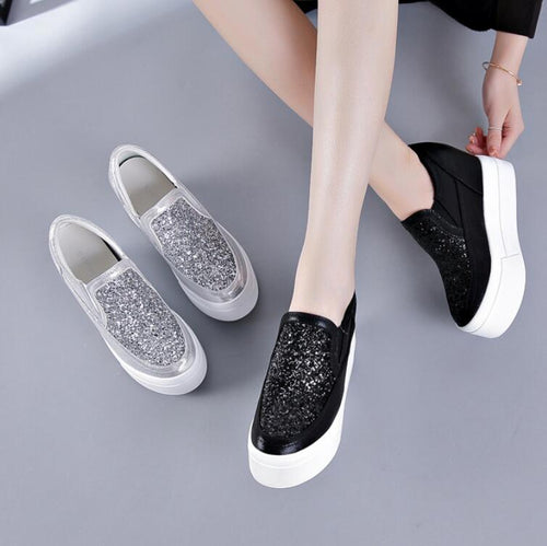 Thicksole Inner Heel Glitter Casual Shoes GS210